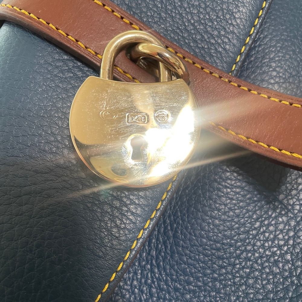 Dooney & Bourke Blue and Brown Satchel - Picture 4 of 14